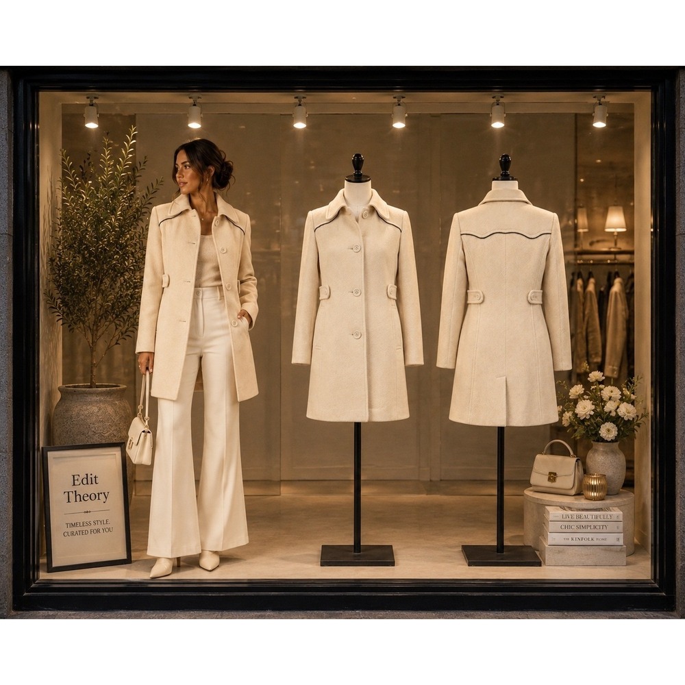 American Rag Small Winter White Tailored Wool Coat Lined Quiet Luxury